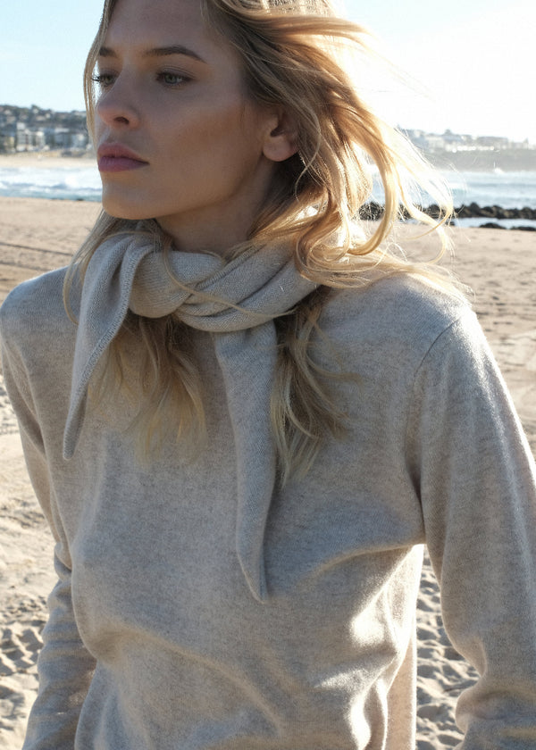 Sonya Hopkins 100% cashmere crew neck in the pale marle beige