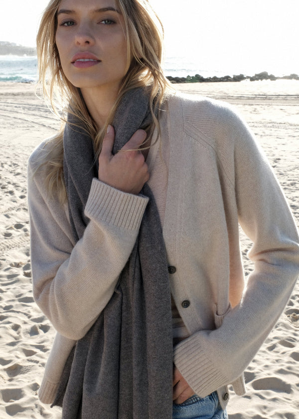 Sonya Hopkins 100% pure cashmere scarf in bison brown
