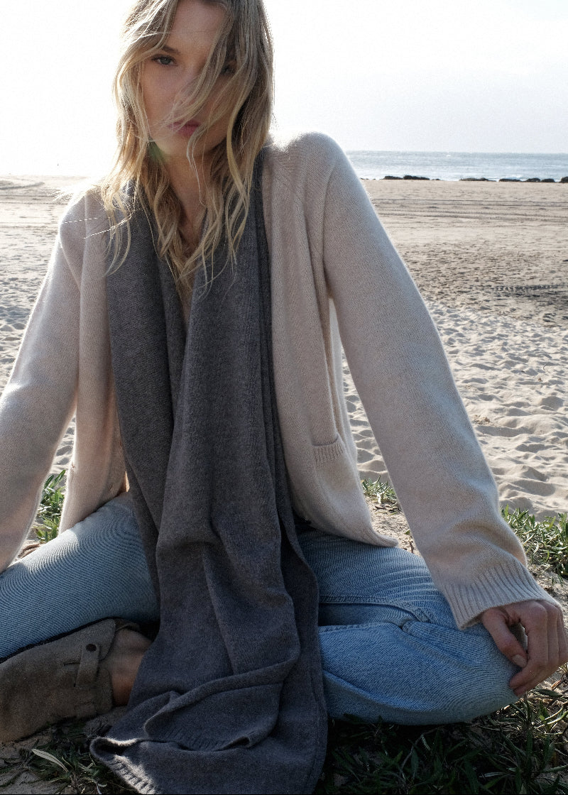 Sonya Hopkins 100% pure cashmere scarf in bison brown