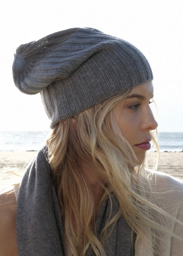 Sonya Hopkins Pure Cashmere Rib Beanie in Bison