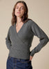Sonya Hopkins 100% cashmere ballet wrap cardigan in charcoal marle grey