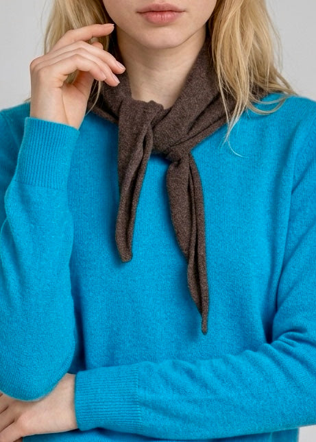 Sonya Hopkins 100% pure cashmere triangle scarf in marle brown