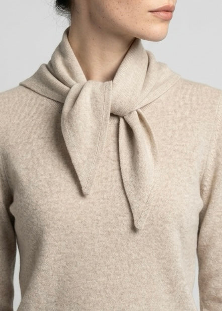 Sonya Hopkins 100% pure cashmere triangle scarf in pale marle beige
