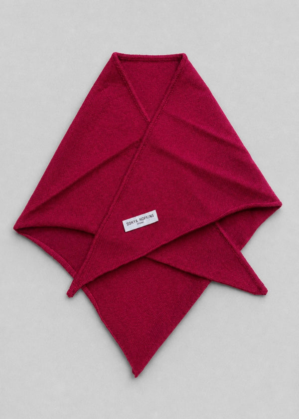 Sonya Hopkins 100% cashmere 7 gauge triangle scarf in carmine red