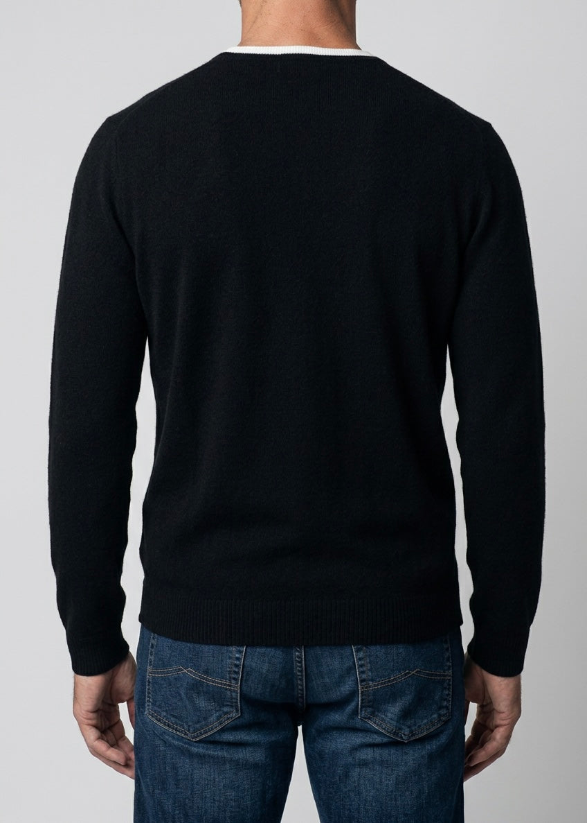 Sonya Hopkins Sydney pure cashmere mens crew neck knit in black