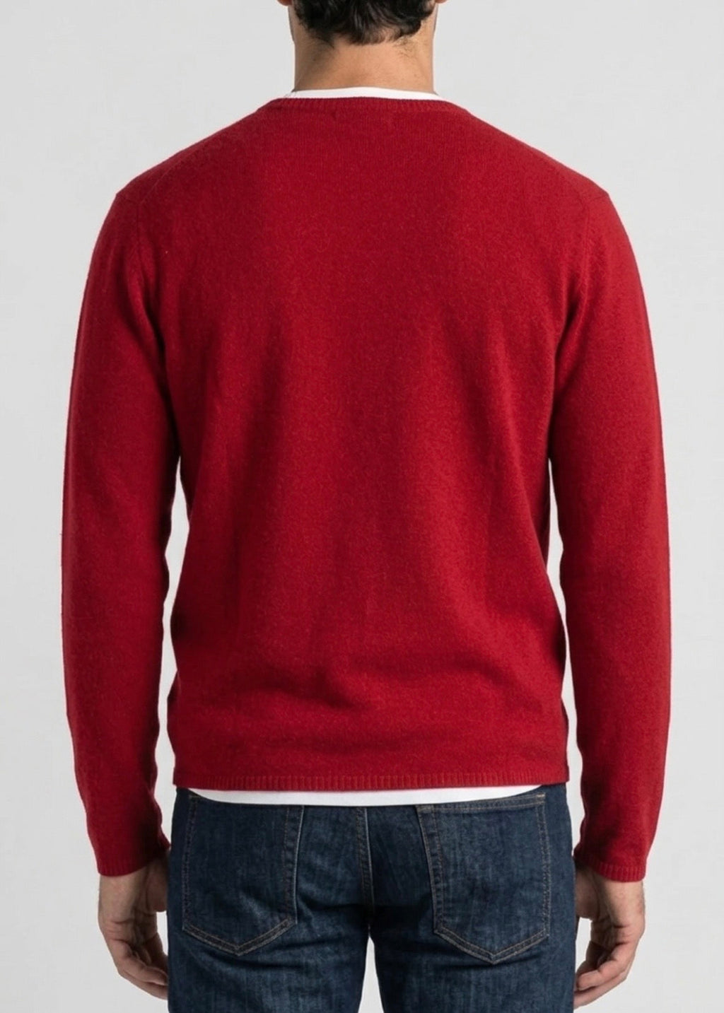 mens pure cashmere crew neck in carmine red