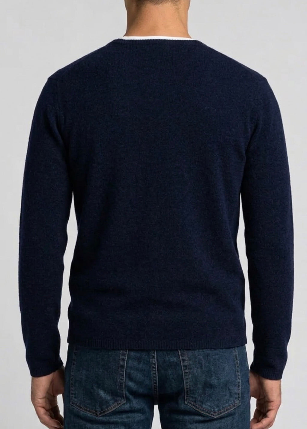 Pure cashmere mens crew neck knit in ink