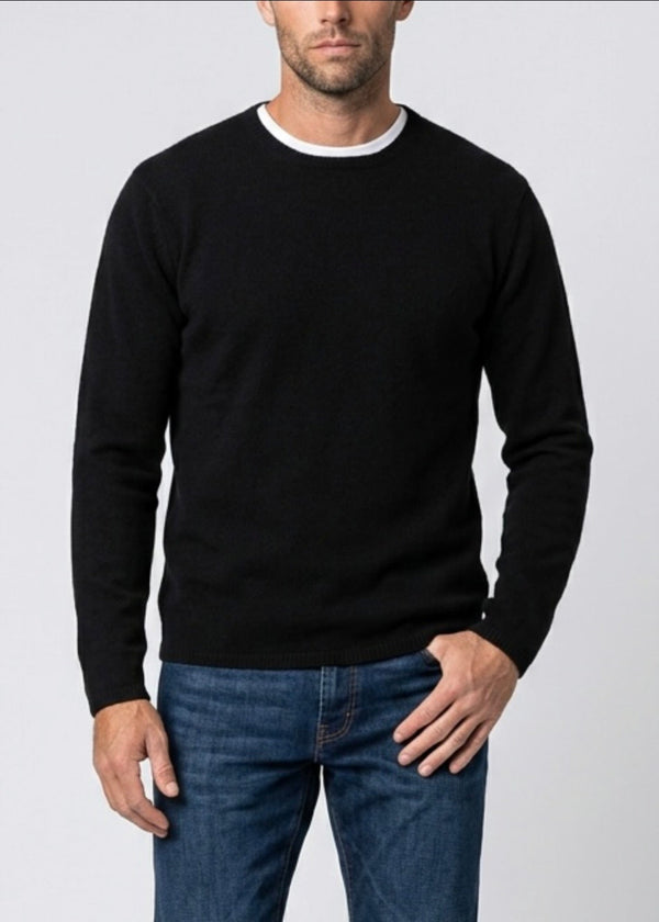 Sonya Hopkins Sydney pure cashmere mens crew neck knit in black