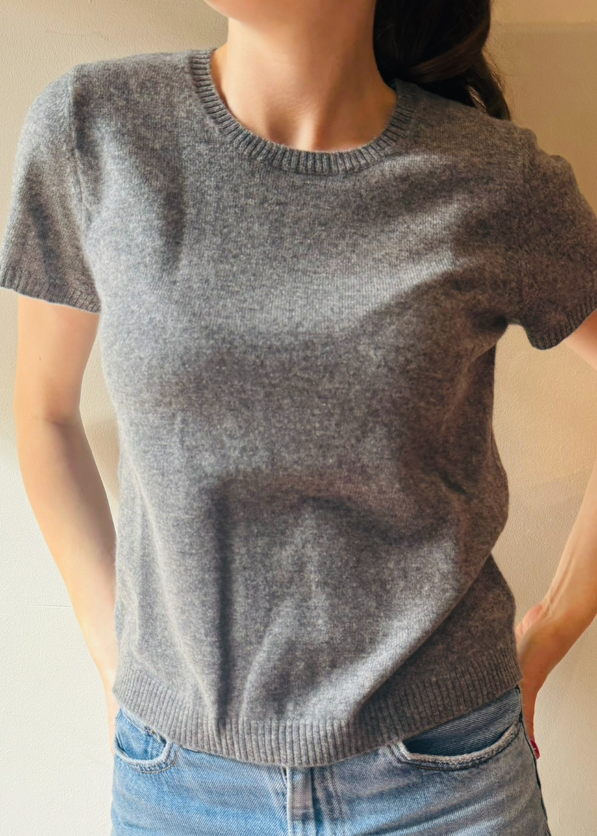 Sonya Hopkins Sydney 100% cashmere tiny t in marle grey