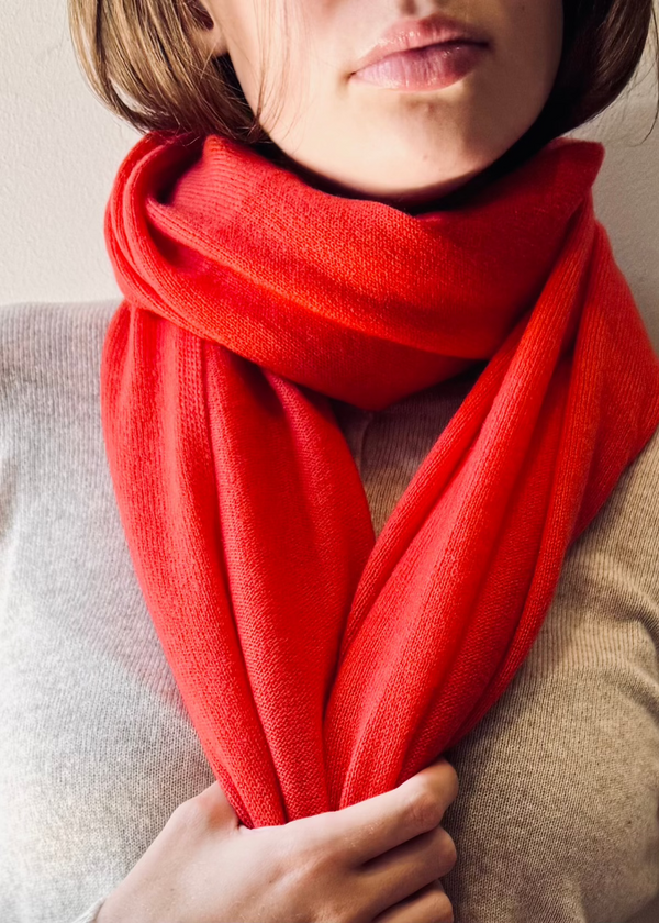 Sonya Hopkins 100% cashmere scarf in bright orange