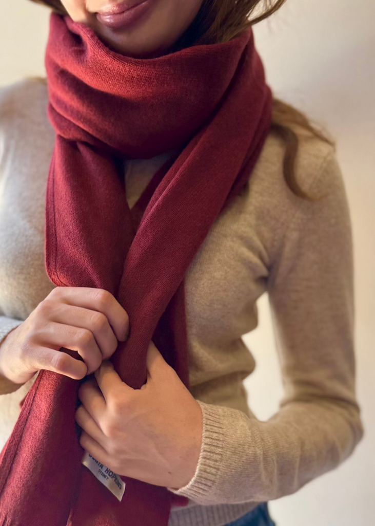 Sonya Hopkins 100% Cashmere Scarf in Rust Red