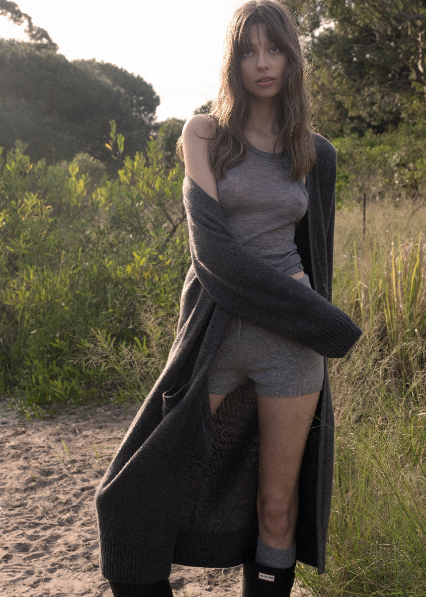 Sonya Hopkins Cashmere Sheer Tank Top in Marle Grey