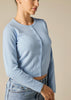Sonya Hopkins 100% pure cashmere crew cardigan in baby blue