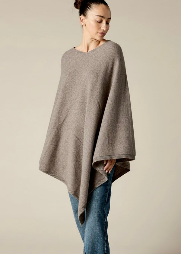 Sonya Hopkins 100% pure cashmere large poncho in bison