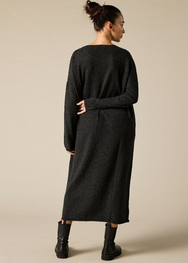 Cashmere Lena Jumper Dress in Charcoal Marle Grey - sonyahopkins.com