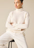 Pure cashmere boxy relaxed funnel neck knit in the winter white - sonyahopkins.com
