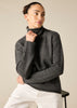 Sonya Hopkins Pure Cashmere Frankie Relaxed Turtleneck in Charcoal Marle Grey