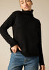 Pure  cashmere boxy relaxed funnel neck knit in the black - sonyahopkins.com