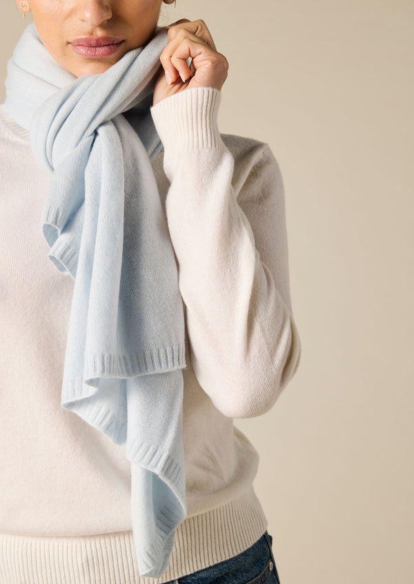 Sonya Hopkins 100% Pure Cashmere scarf in ice blue