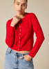Sonya Hopkins 100% pure cashmere crew cardigan in red