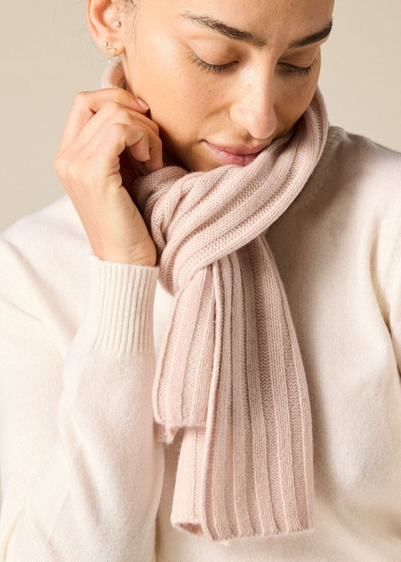 Sonya Hopkins pure cashmere rib scarf in bisque