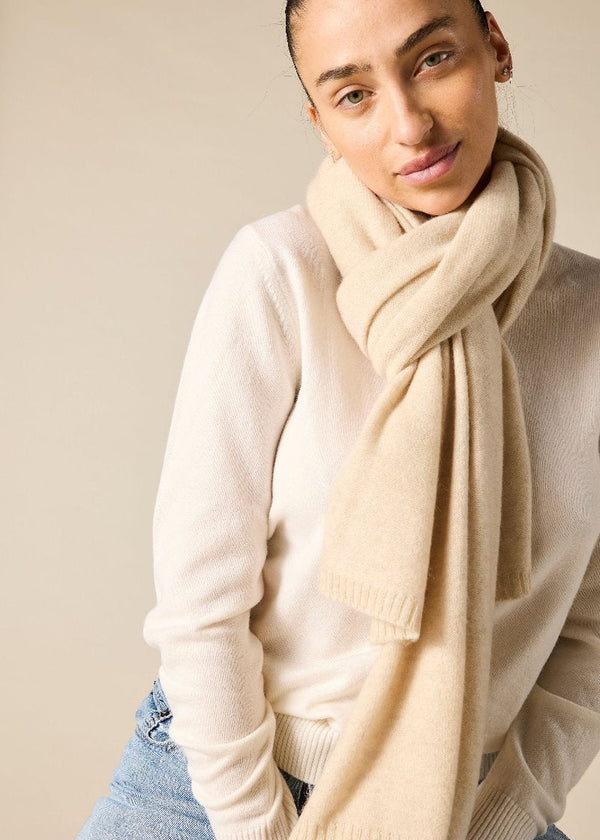 Sonya hopkins 100% pure cashmere scarf in pale marle beige