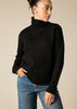 Pure  cashmere boxy relaxed funnel neck knit in the black - sonyahopkins.com