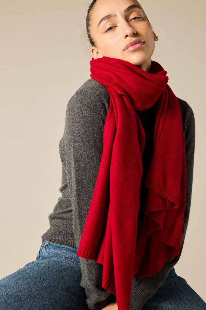 Sonya Hopkins 100% Pure Cashmere scarf in garnet red