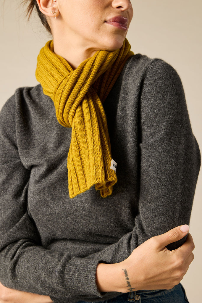 Sonya Hopkins pure cashmere rib scarf in gold