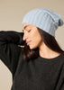 Sonya Hopkins pure cashmere rib beanie in baby blue marle