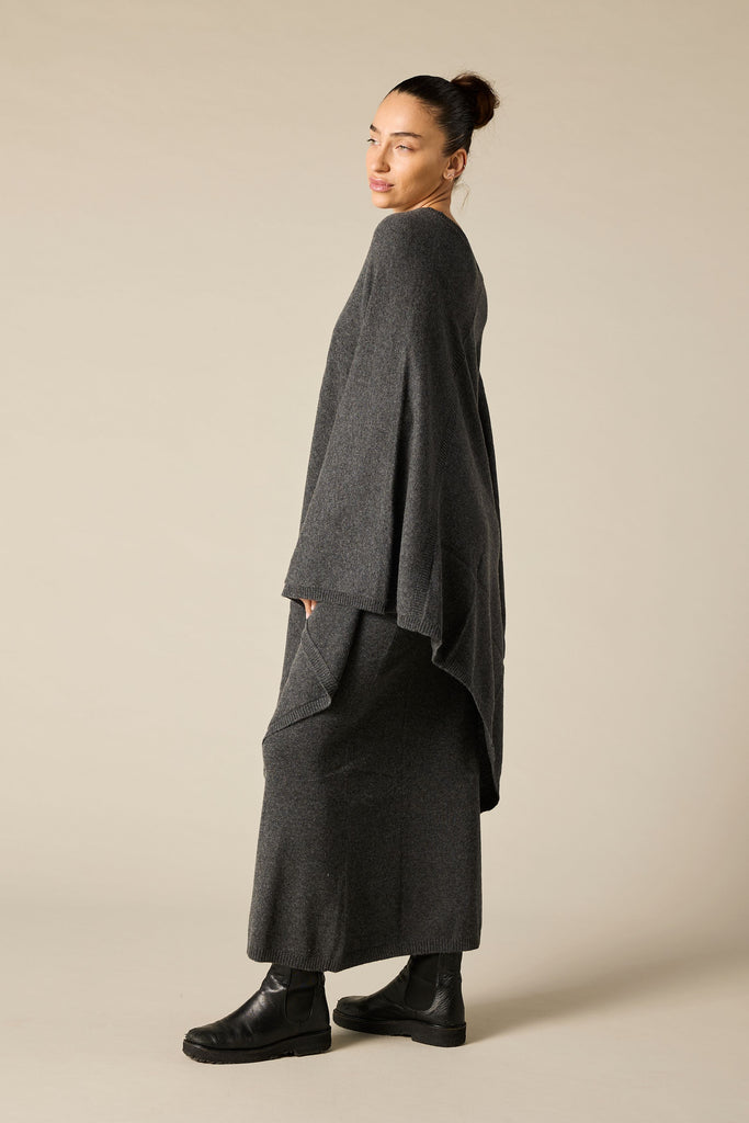 Sonya Hopkins Pure Cashmere Maxi Skirt in Charcoal Grey