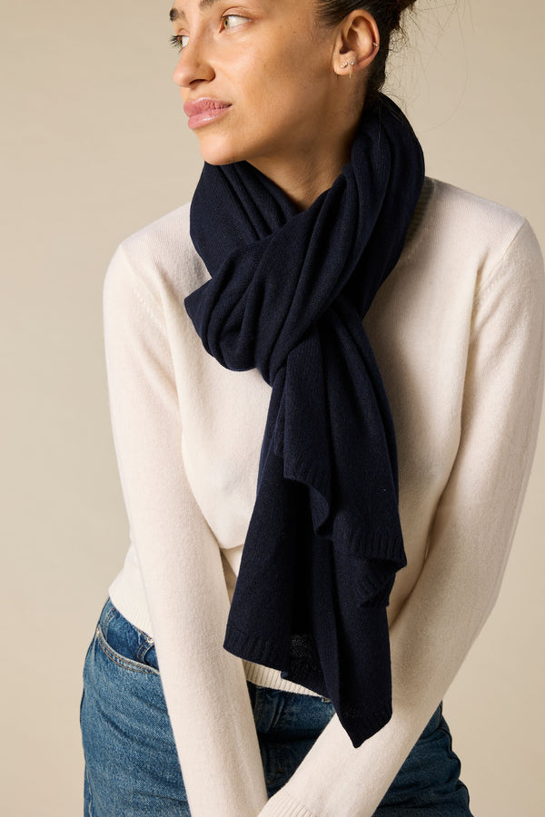 Sonya Hopkins 100% Pure Cashmere scarf in dark ink