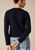 Sonya Hopkins 100% pure cashmere crew cardigan in ink