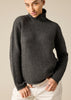 Sonya Hopkins Pure Cashmere Frankie Relaxed Turtleneck in Charcoal Marle Grey