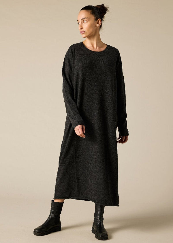 Cashmere Lena Jumper Dress in Charcoal Marle Grey - sonyahopkins.com