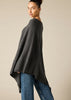 Sonya Hopkins 100% pure cashmere large poncho in dark charcoal marle grey