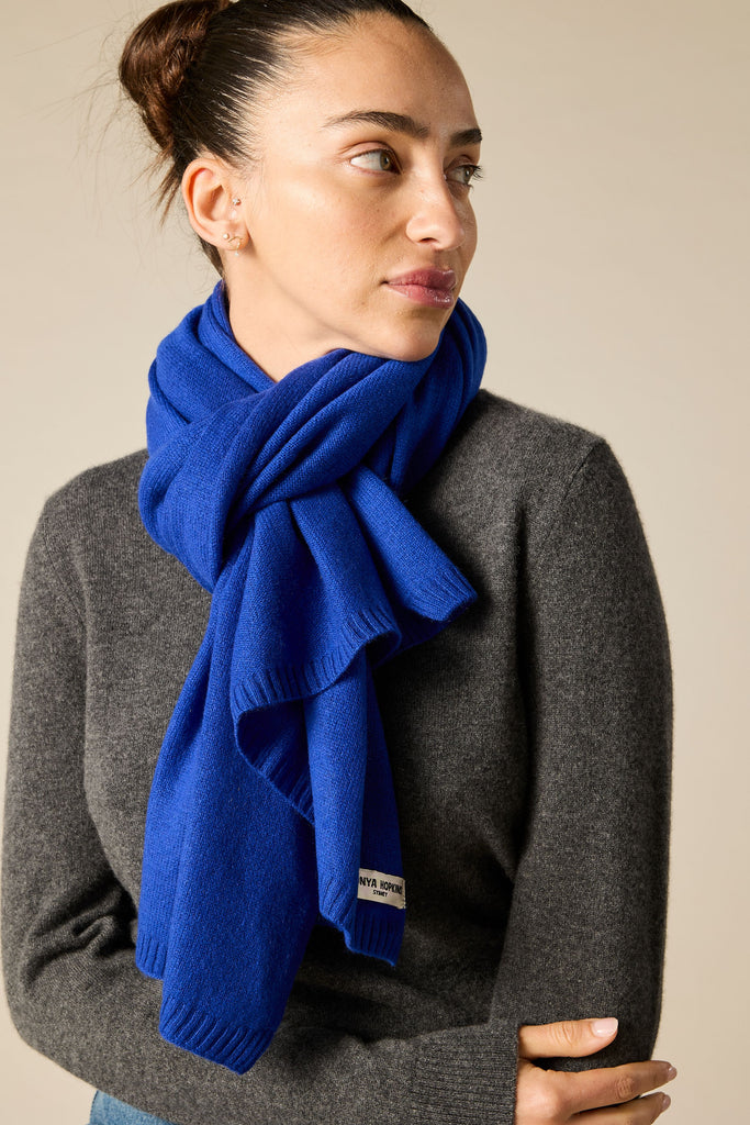 Sonya Hopkins 100% Pure Cashmere scarf in klein blue