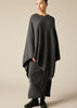 Sonya Hopkins 100% pure cashmere large poncho in dark charcoal marle grey