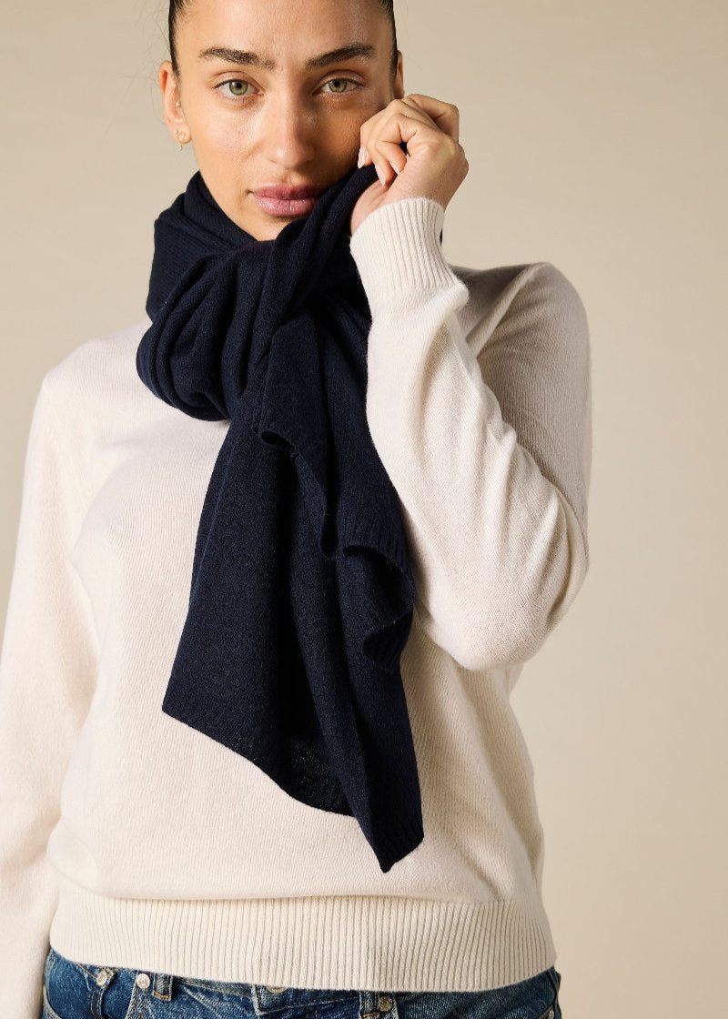 Sonya Hopkins 100% Pure Cashmere scarf in dark ink