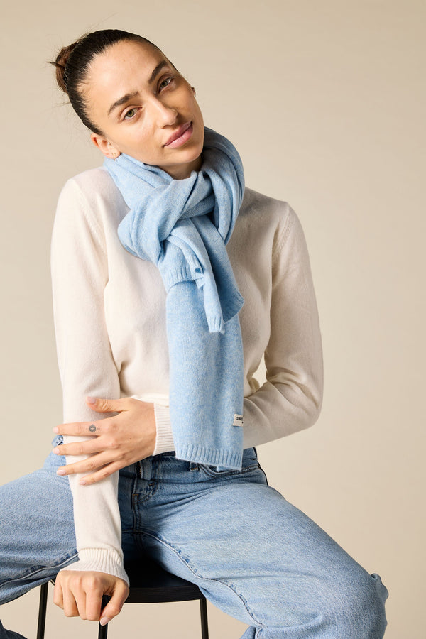 Sonya Hopkins 100% cashmere scarf in stonewash blue