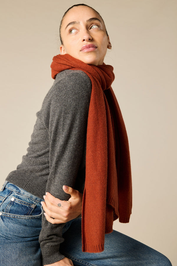 Sonya Hopkins 100% Cashmere Scarf in Rust Brown
