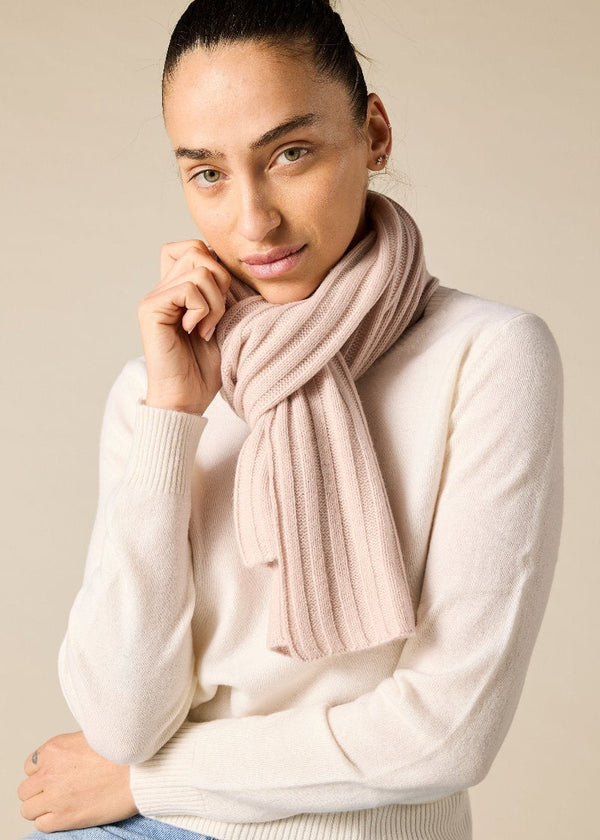 Sonya Hopkins pure cashmere rib scarf in bisque