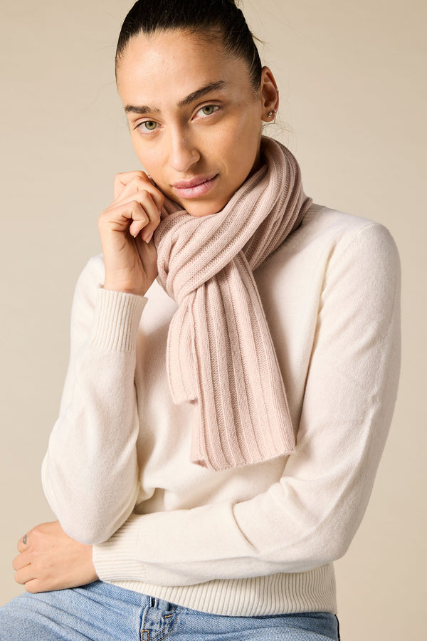 Sonya Hopkins pure cashmere rib scarf in bisque