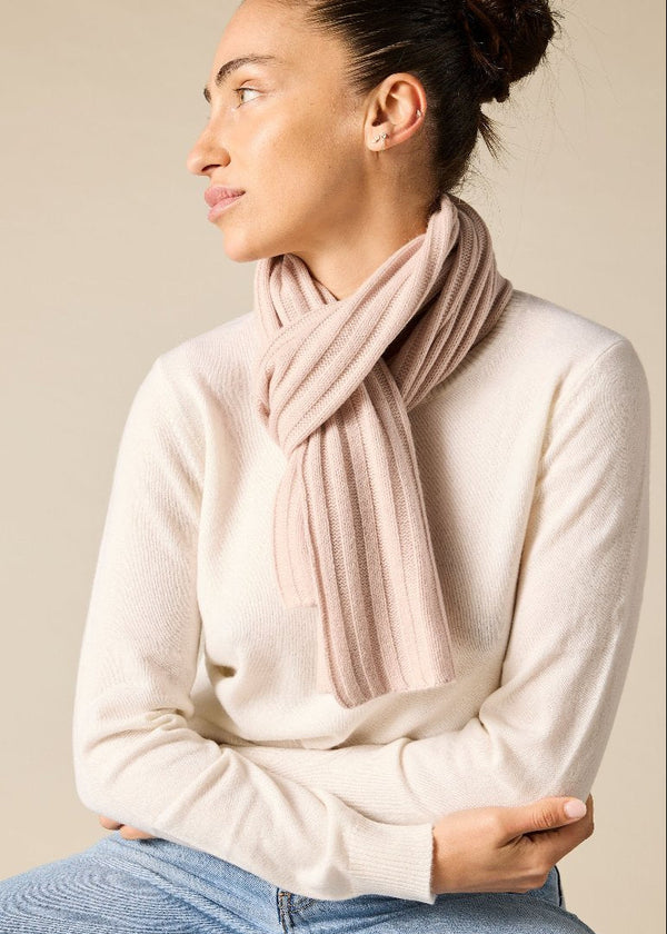 Sonya Hopkins pure cashmere rib scarf in bisque