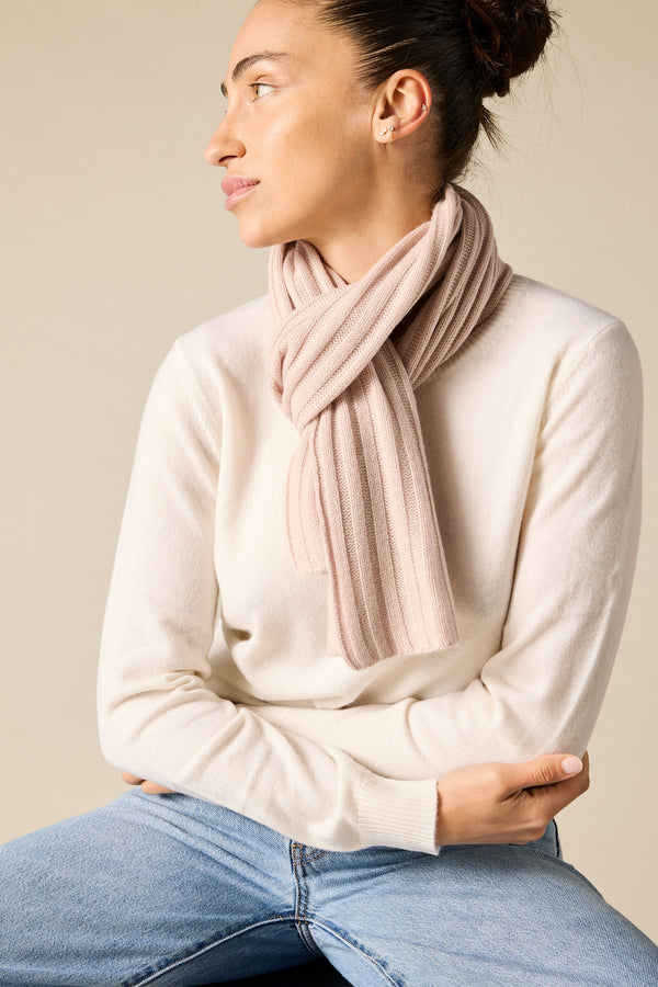 Sonya Hopkins pure cashmere rib scarf in bisque