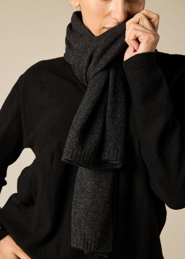 Sonya Hopkins pure cashmere scarf in dark charcoal grey