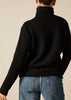 Pure  cashmere boxy relaxed funnel neck knit in the black - sonyahopkins.com