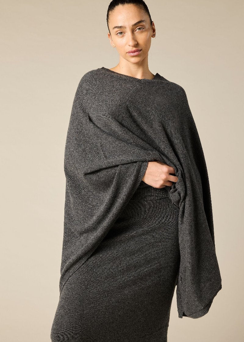 Sonya Hopkins Pure Cashmere Maxi Skirt in Charcoal Grey