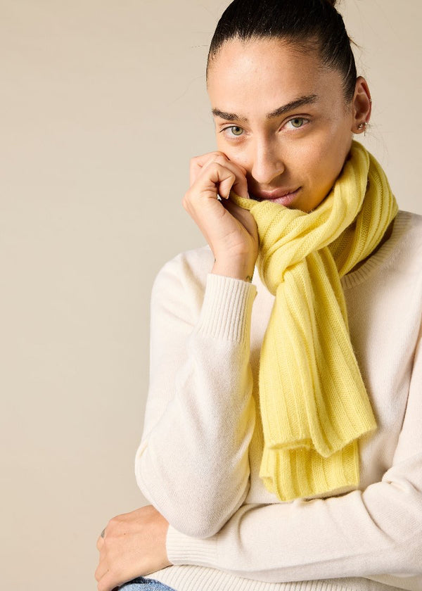 Sonya Hopkins pure cashmere rib scarf in limoncello