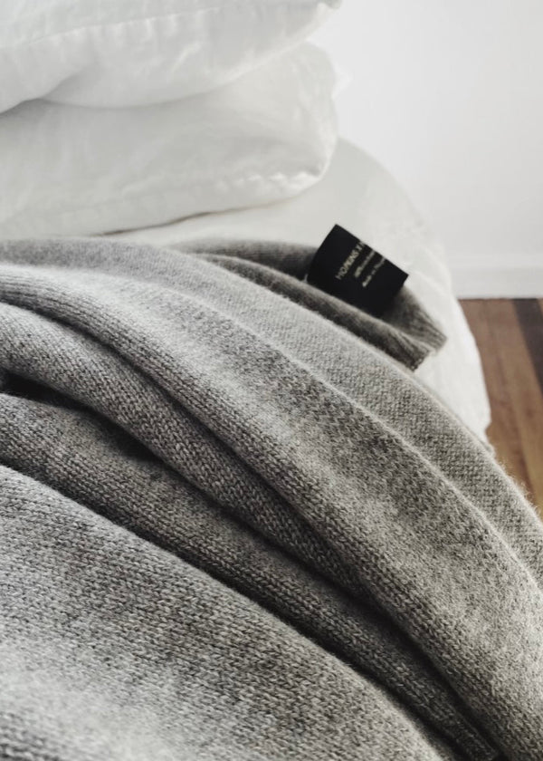 Sonya Hopkins home collection pure cashmere knitted bed blanket